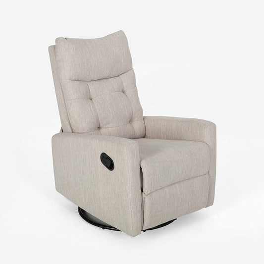Christopher Knight Home Ishtar Glider Swivel Push Back Nursery Recliner, 35.75D X 25W X 39H In, Beige, Black