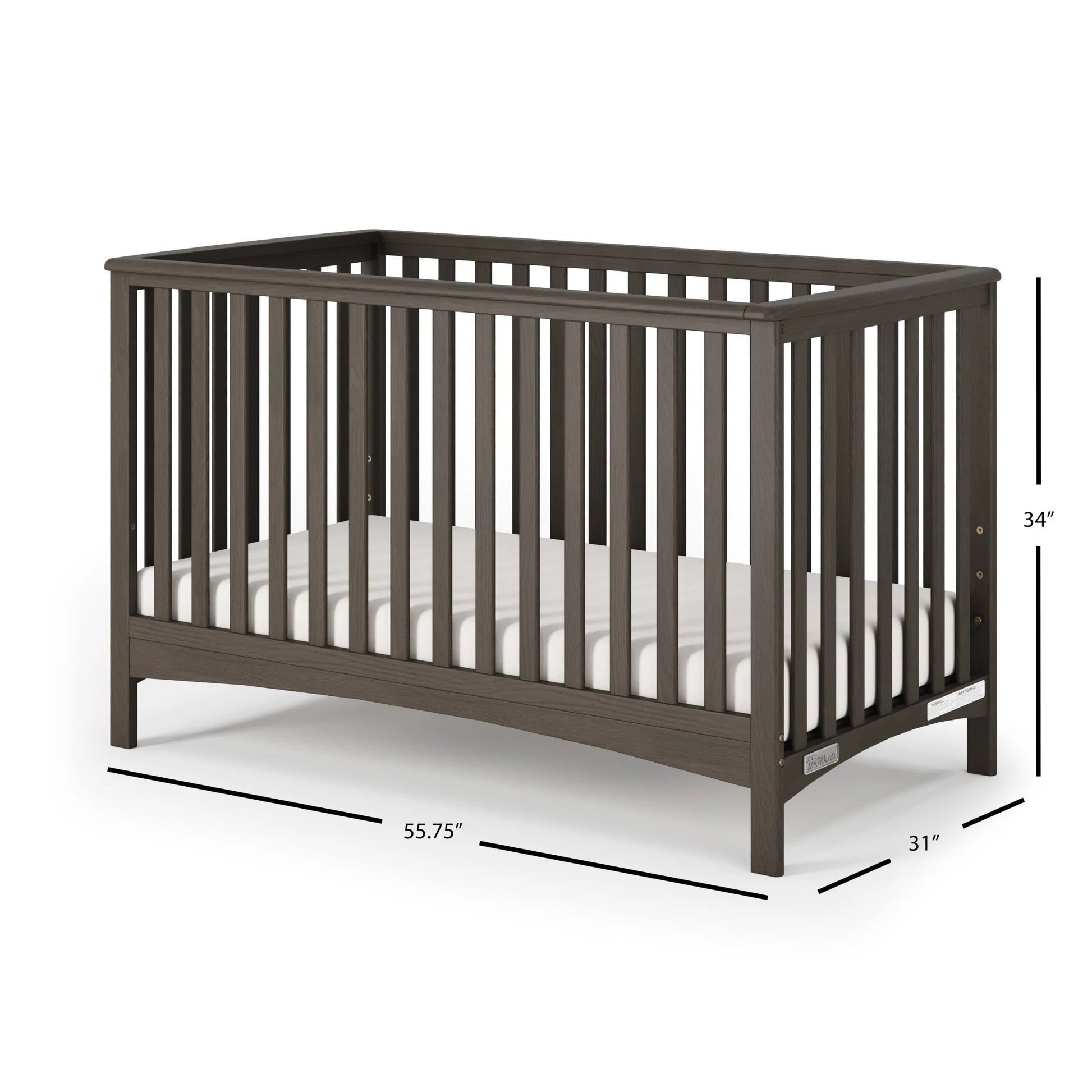 London 4-In-1 Convertible Crib, Euro Arch Design, 3 Mattress Heights, Dapper Gray