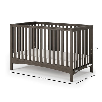 London 4-In-1 Convertible Crib, Euro Arch Design, 3 Mattress Heights, Dapper Gray