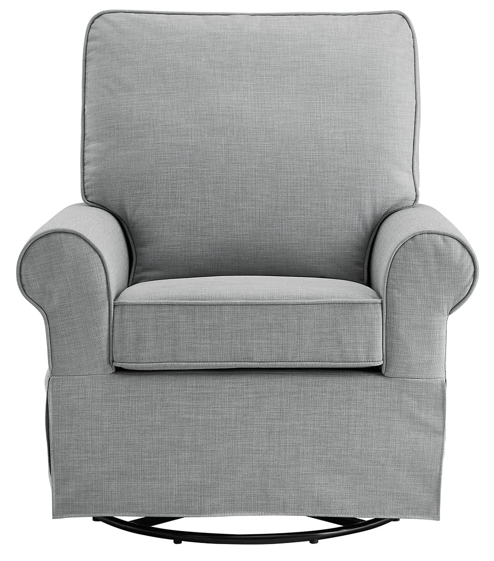 Natalie Upholstered Swivel Glider, Gray Fabric