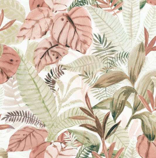 Pink Tropical Palm, Peel and Stick Wallpaper 13.35 Sq. Ft.