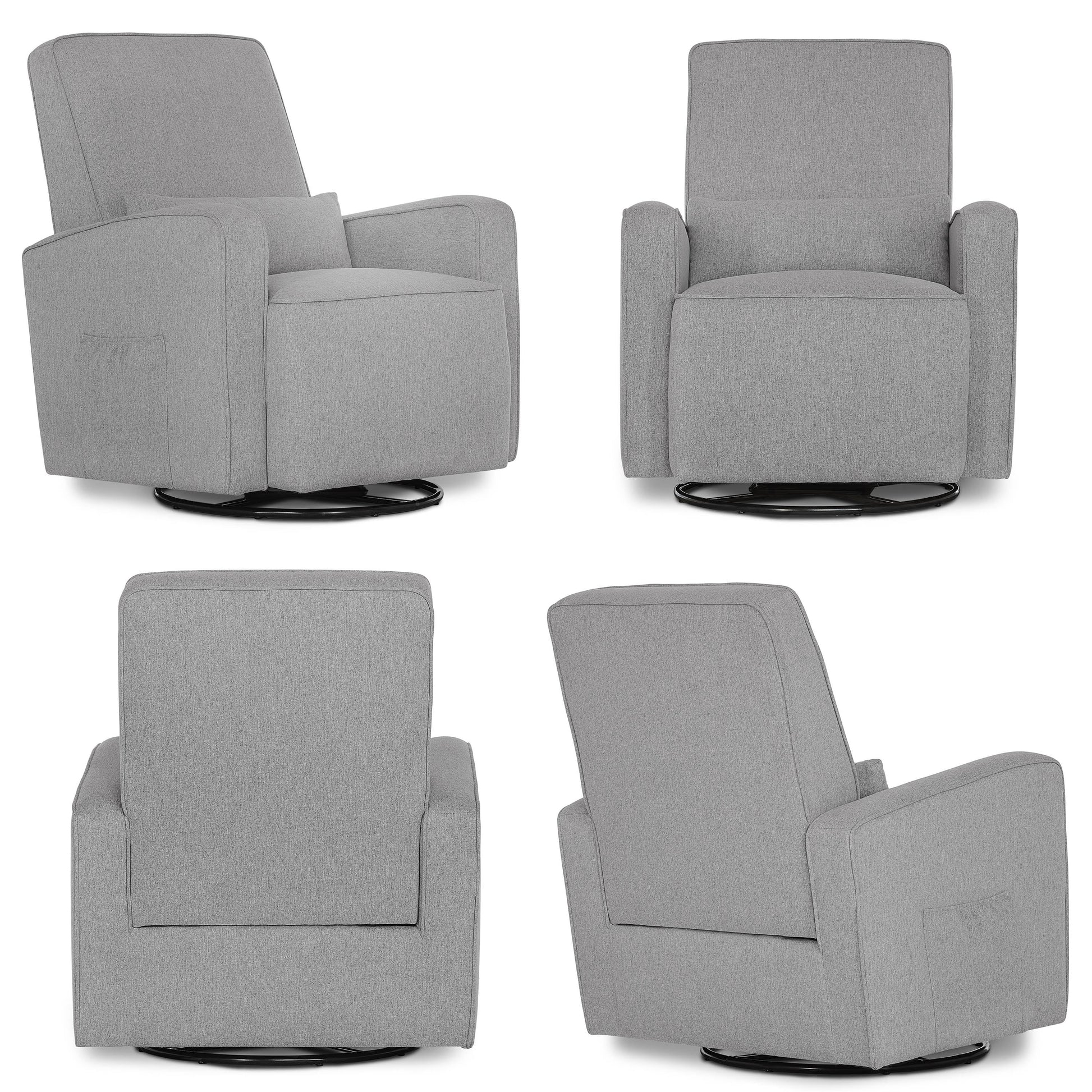 Holland Upholstered Swivel Glider | Rocker I Included Lumbar Pillow I Modern Design, Luxe Grey